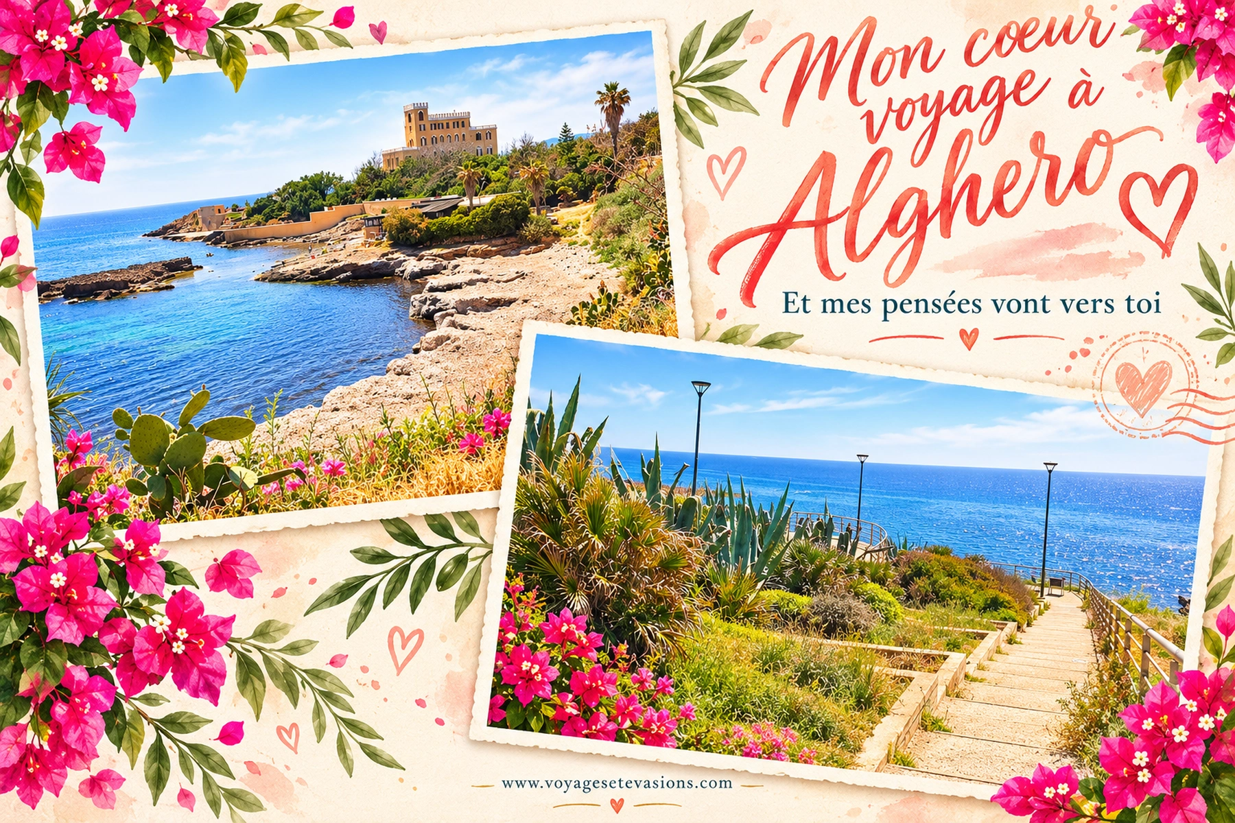 Mon cœur voyage à Alghero : carte postale de Alghero