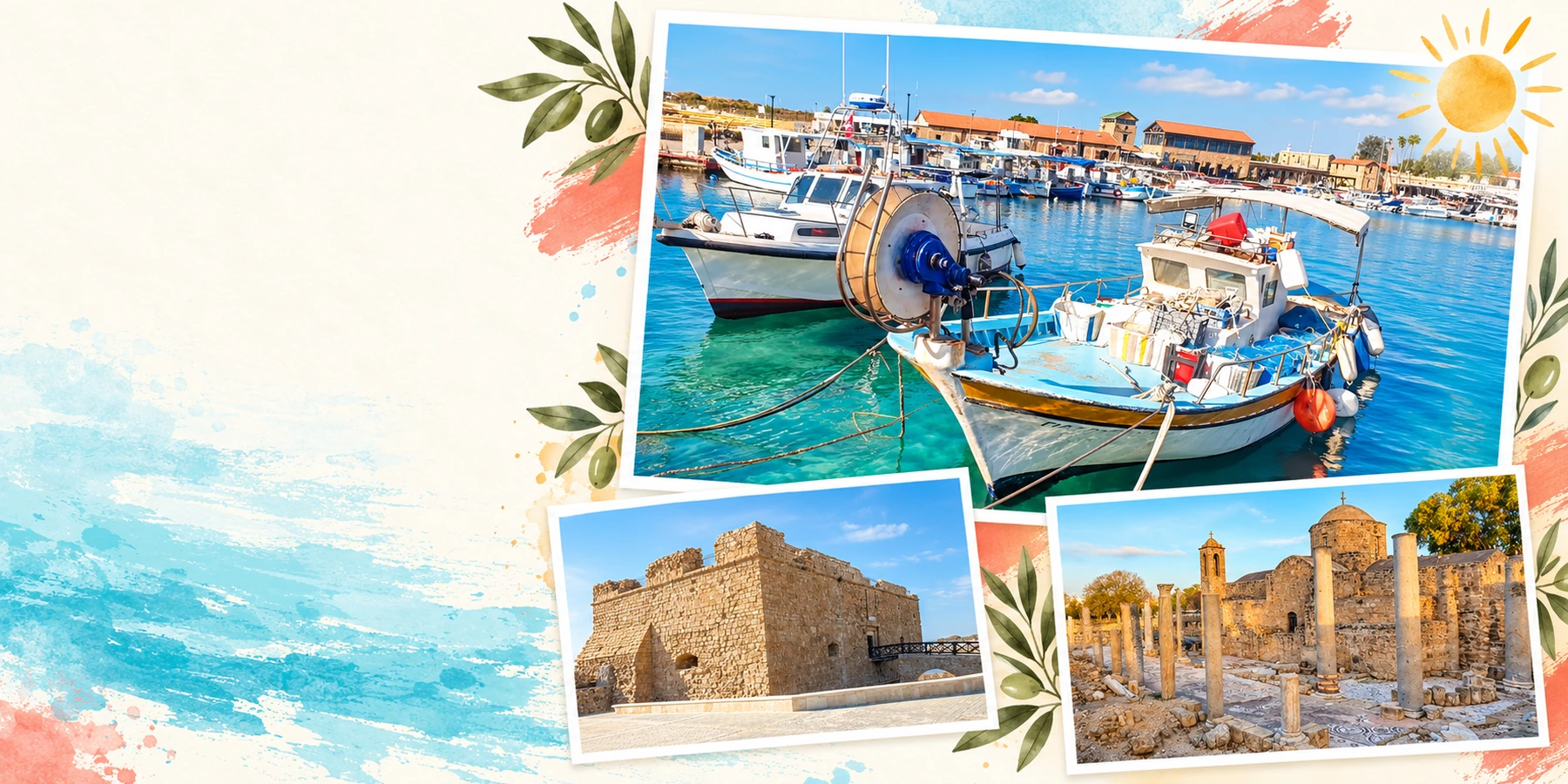 Cartes postales créées avec nos photos de Paphos à Chypre