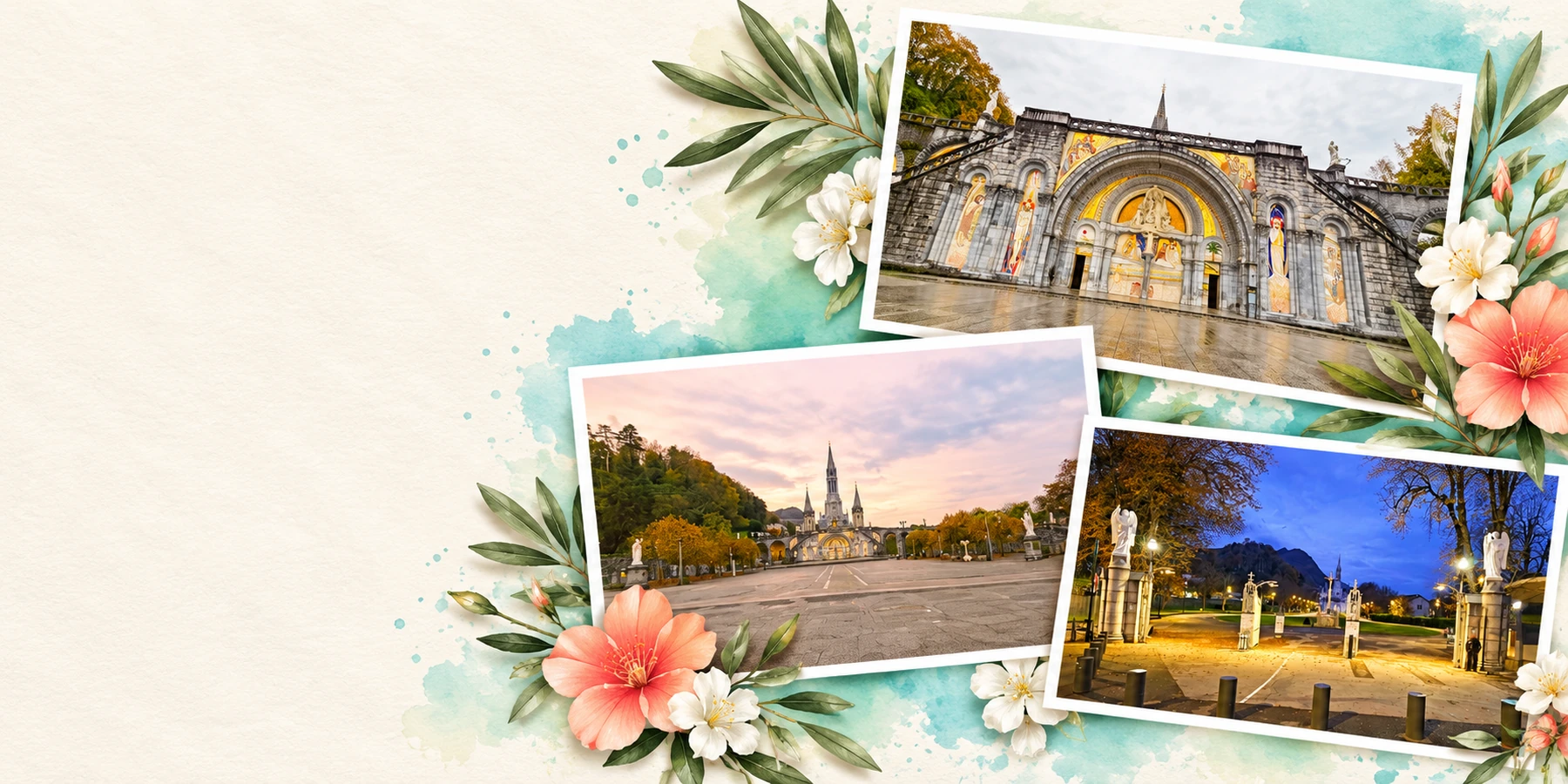 Cartes postales de Lourdes composées avec nos photos