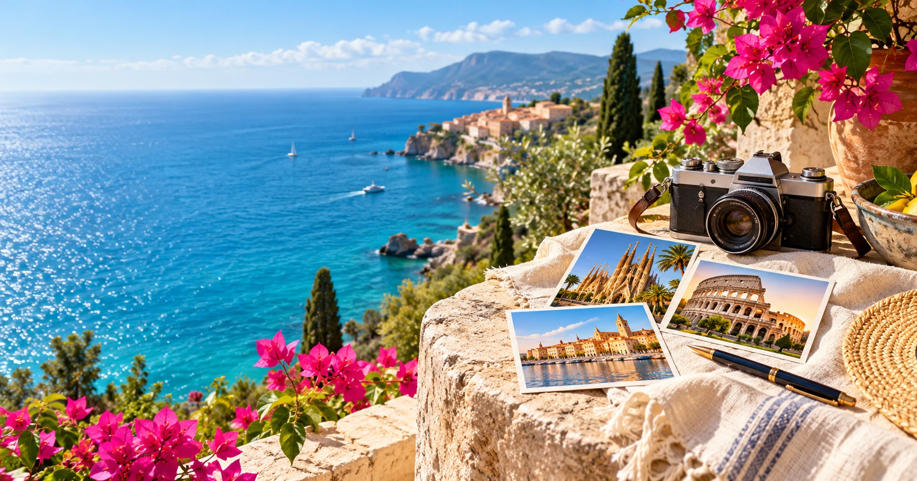 Exemple de paysage de voyage pour illustrer une carte personnelle
