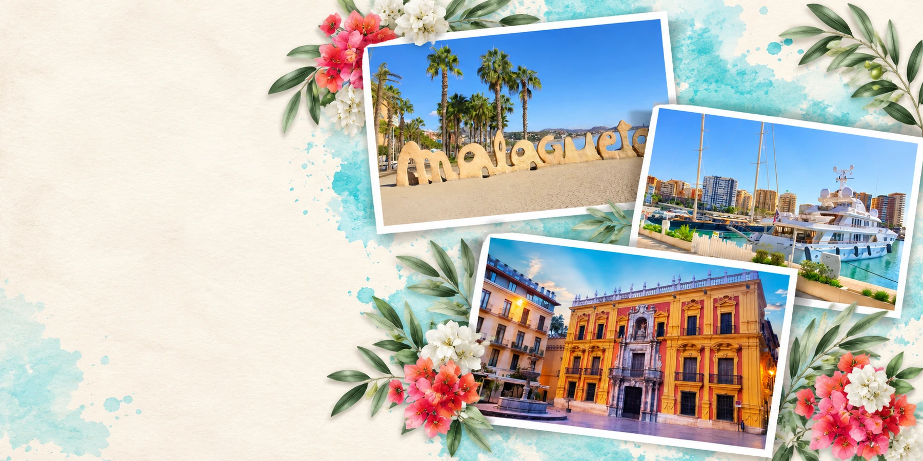 Cartes postales de Malaga composées avec nos photos