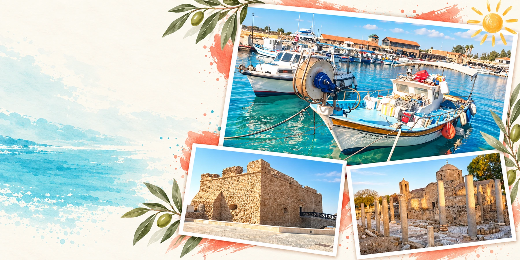 Cartes postales créées avec nos photos de Paphos à Chypre