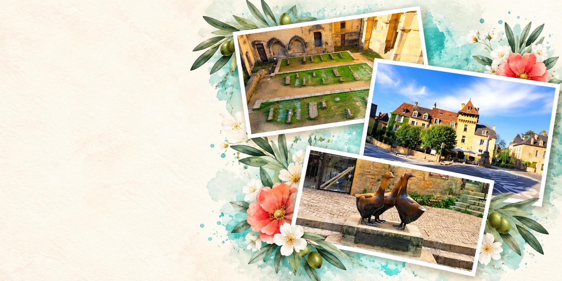 Cartes postales de Sarlat composées avec nos photos