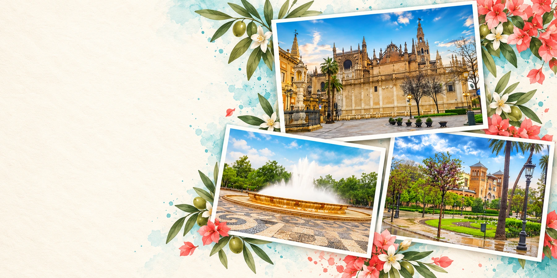 Cartes postales de Séville composées avec nos photos