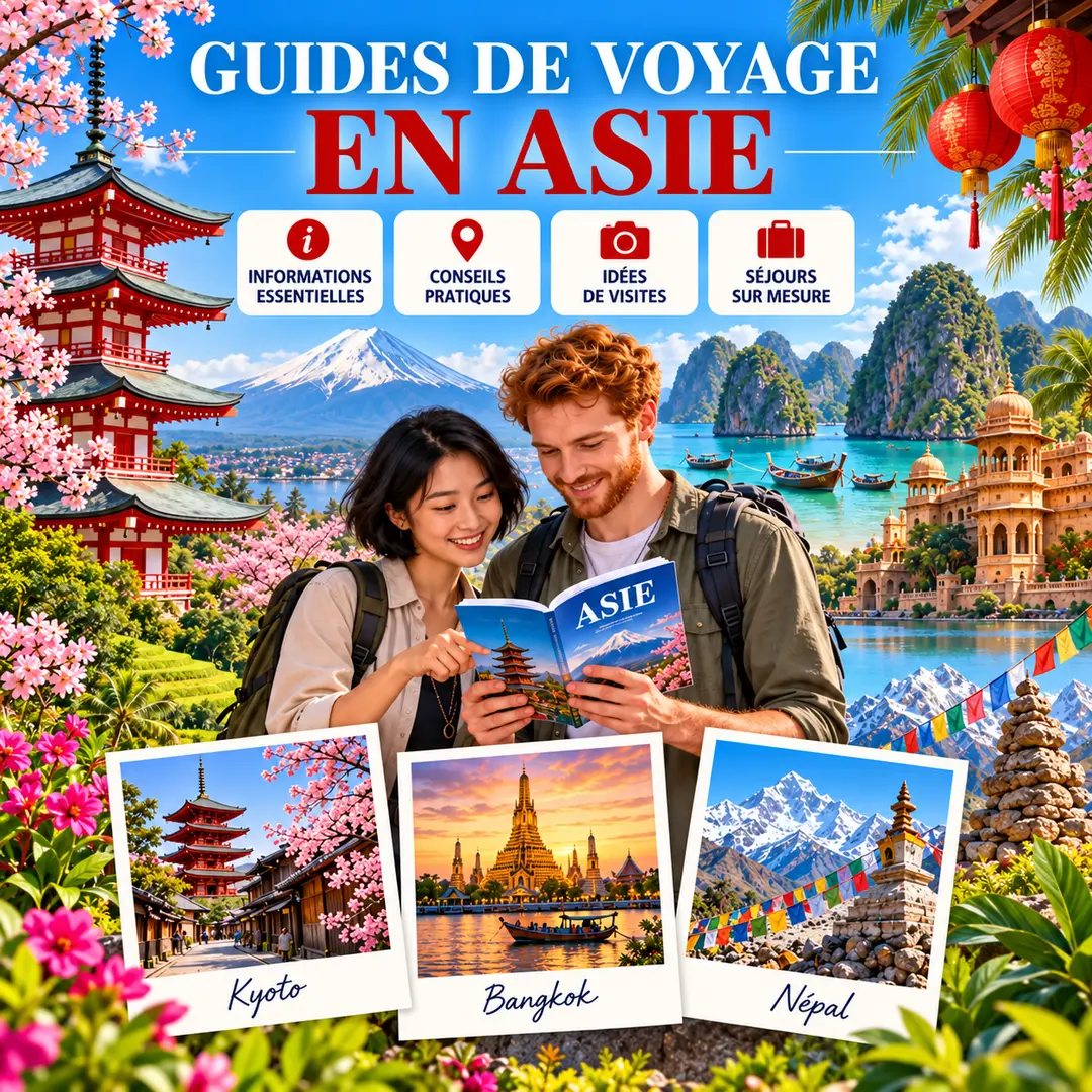Affiche des guides de voyage en Asie