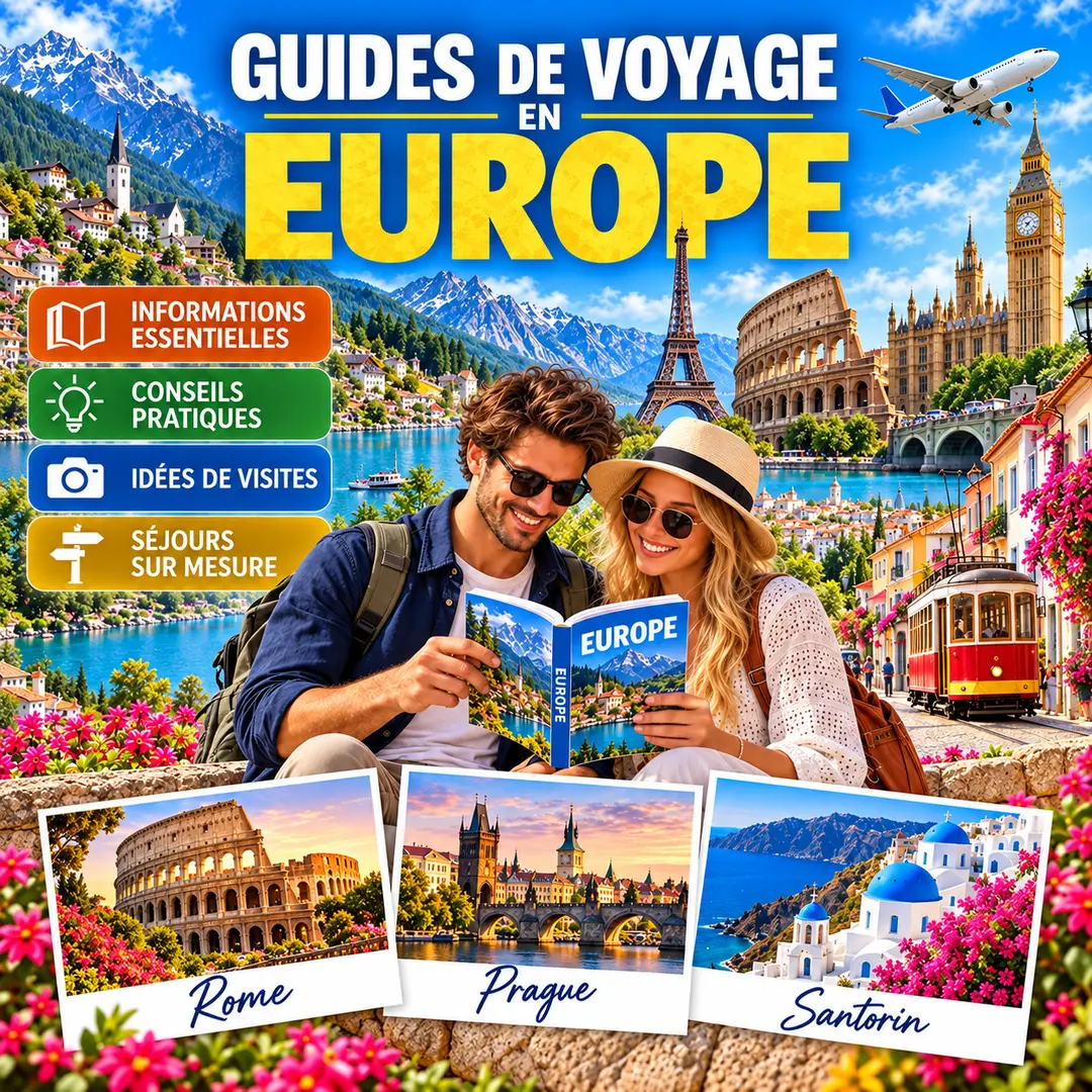 Affiche des guides de voyage en Europe