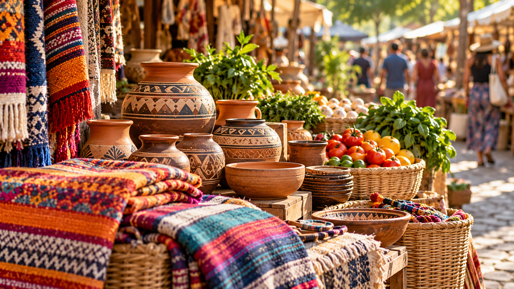 Illustration d’ambiance : marché et artisanat