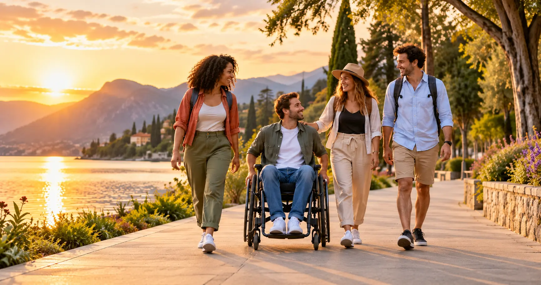 Illustration d’ambiance : une promenade accessible entre amis