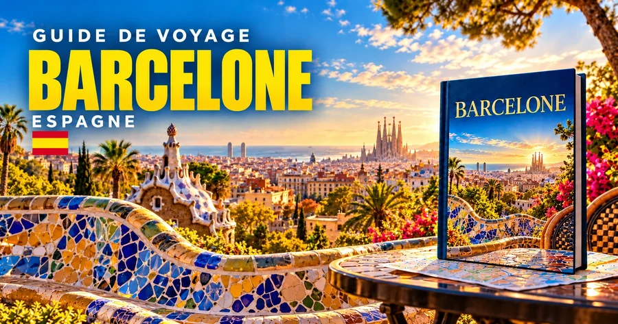 Couverture illustrée du guide de Barcelone, Espagne