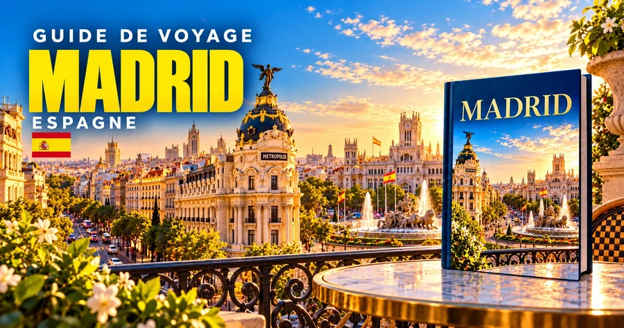Couverture illustrée du guide de Madrid, Espagne