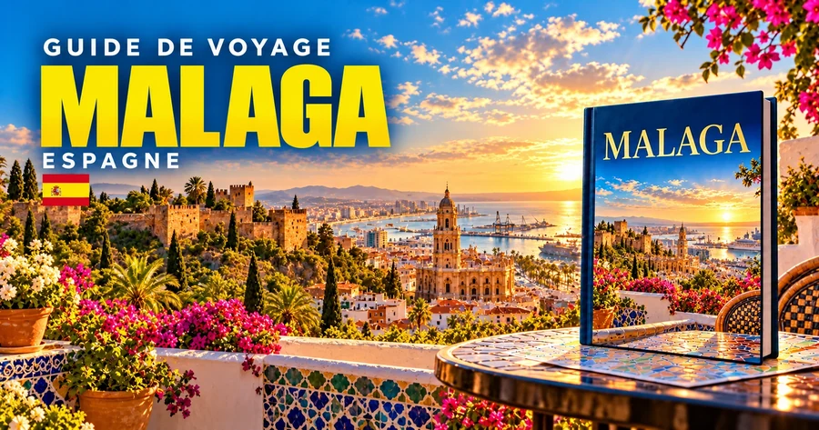 Couverture illustrée du guide de Malaga, Espagne