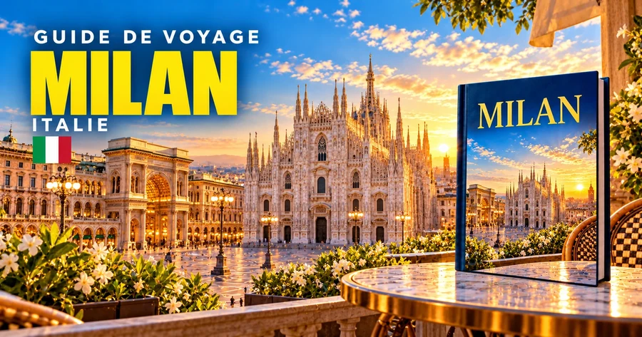Couverture illustrée du guide de Milan, Italie