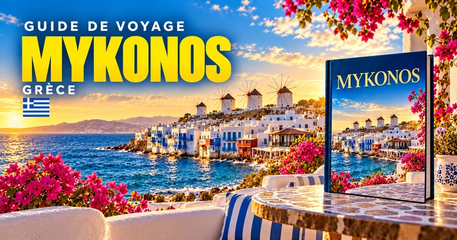 Couverture illustrée du guide de Mykonos, Grèce