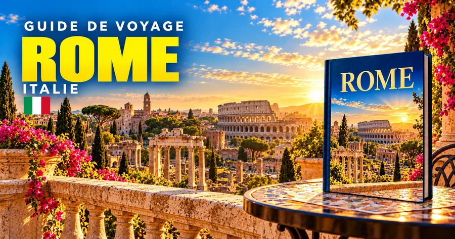 Couverture illustrée du guide de Rome, Italie