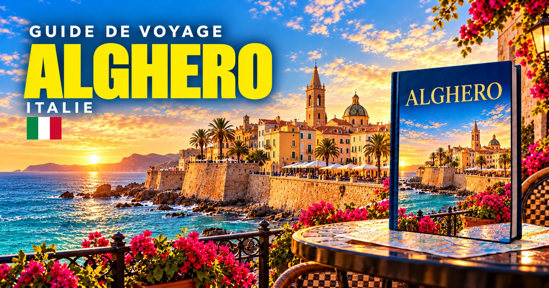 Alghero, Italie — couverture illustrée du guide