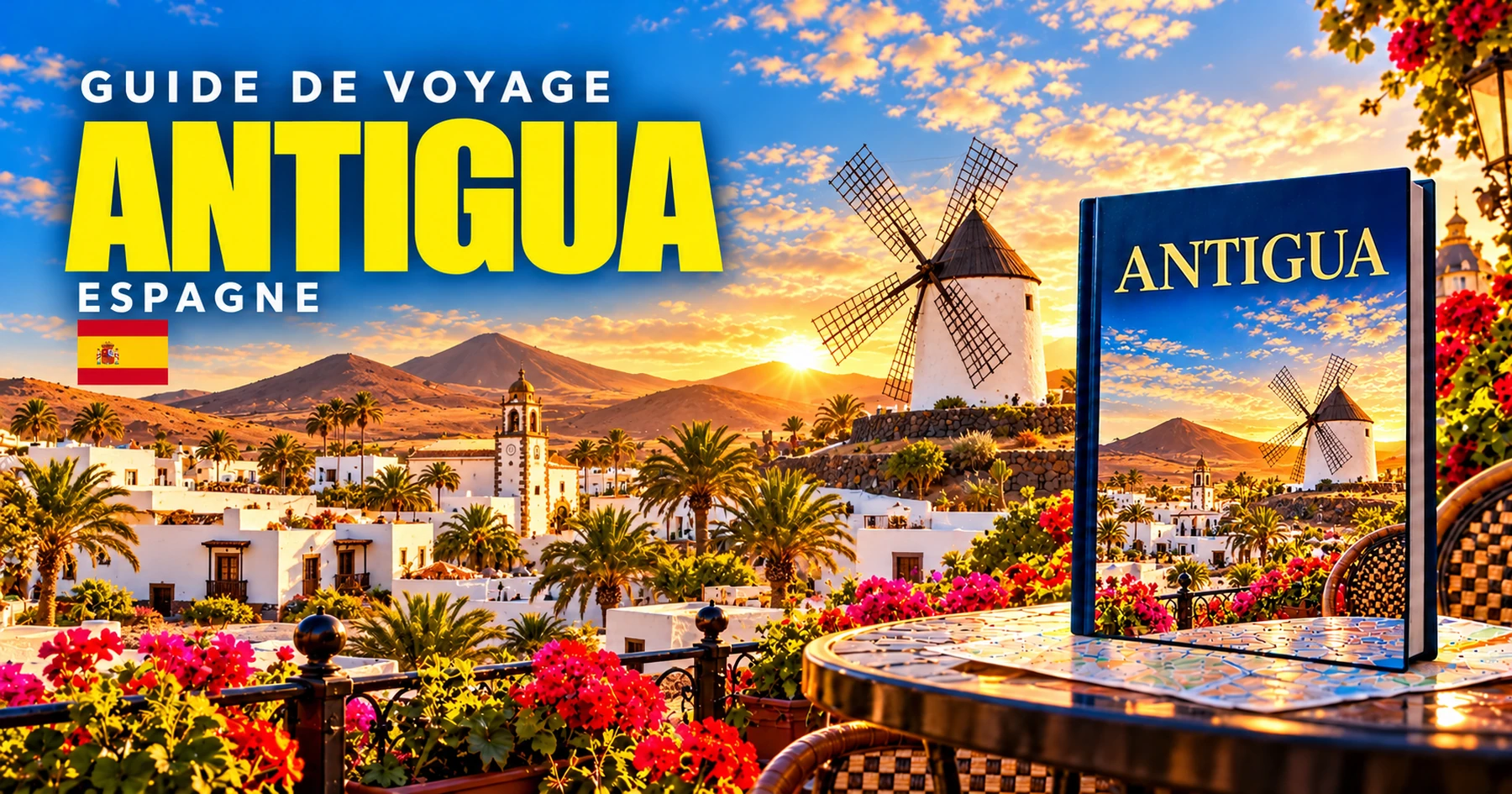 Antigua, Espagne — couverture illustrée du guide