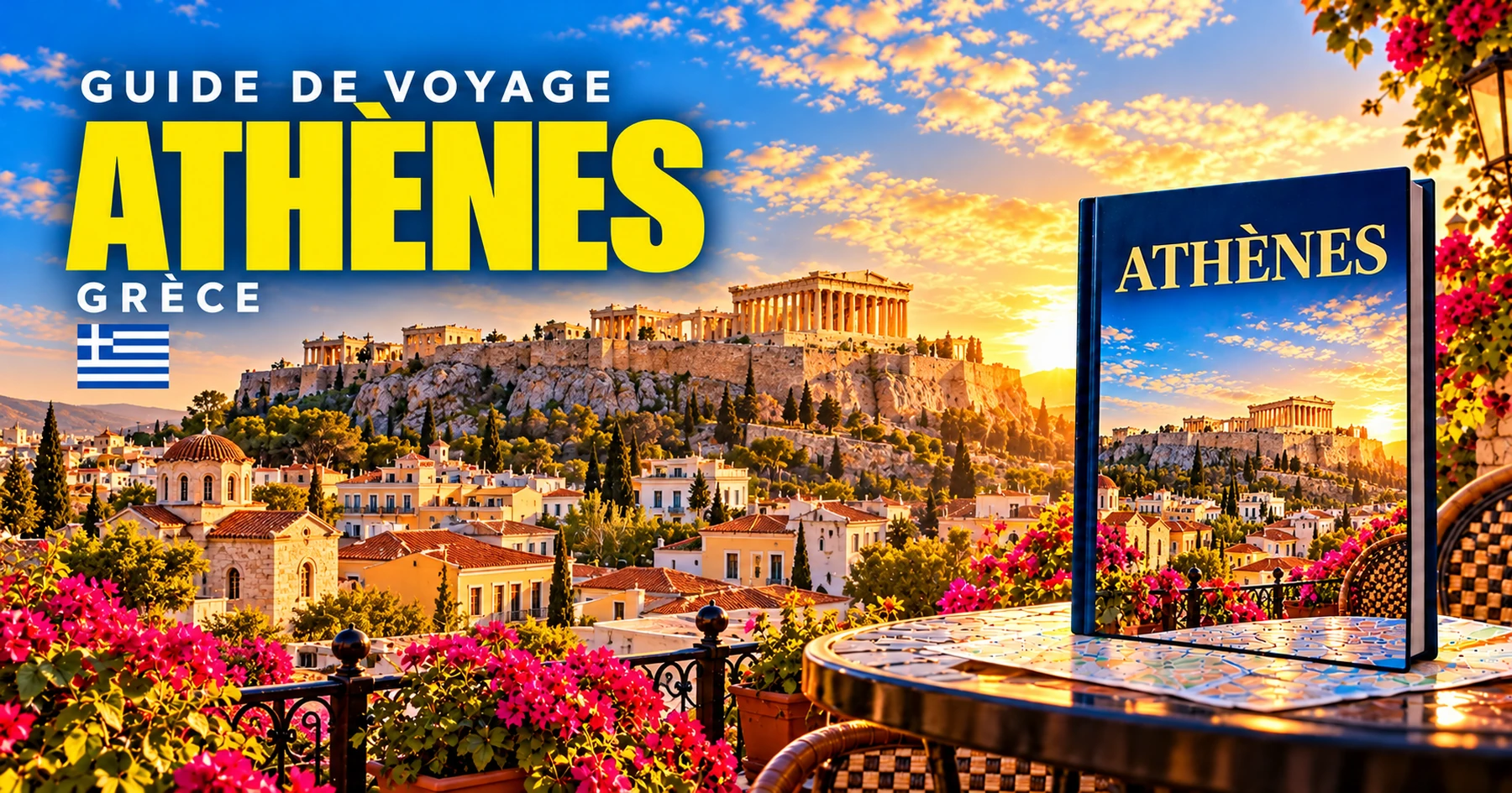 Athènes, Grèce — couverture illustrée du guide
