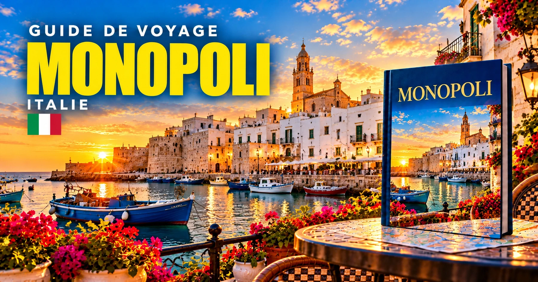 Monopoli, Italie — couverture illustrée du guide