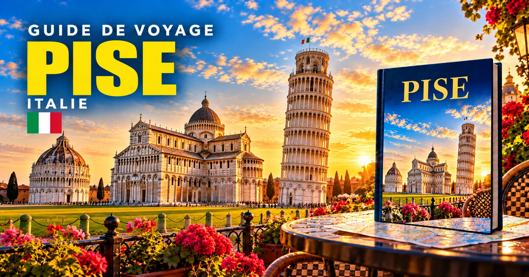 Pise, Italie — couverture illustrée du guide