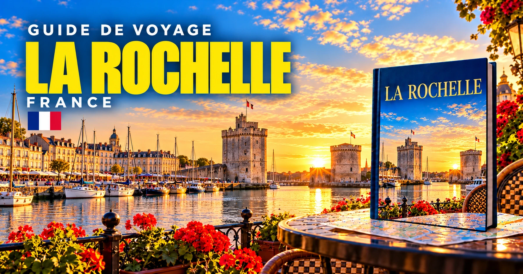 Couverture illustrée du guide de La Rochelle, France