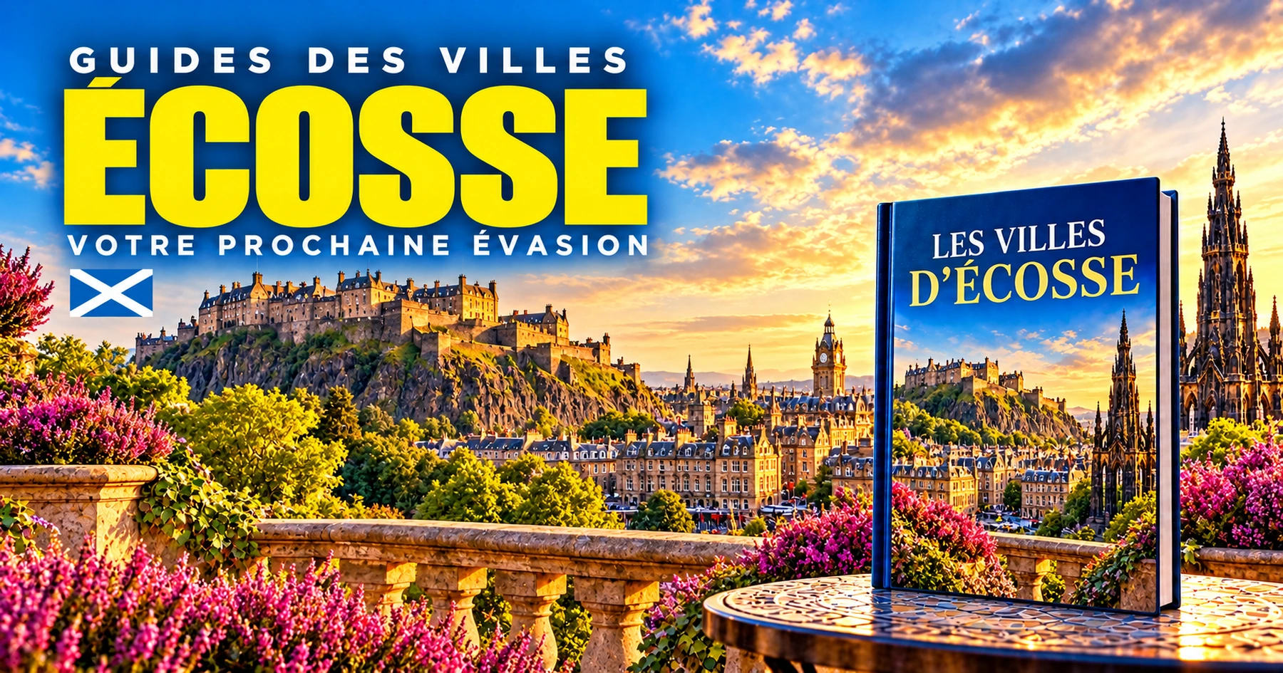 Couverture illustrée des guides de villes en Écosse