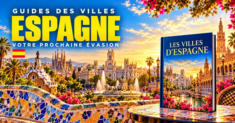 Couverture illustrée des guides de villes en Espagne