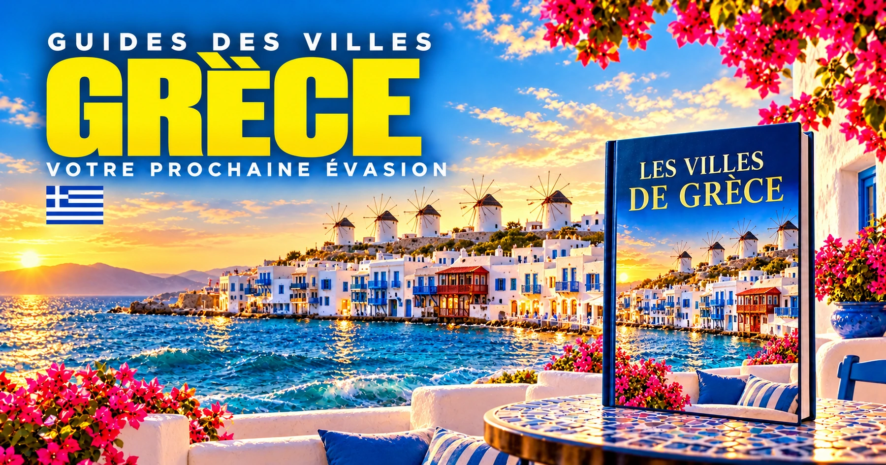 Couverture illustrée des guides de villes en Grèce