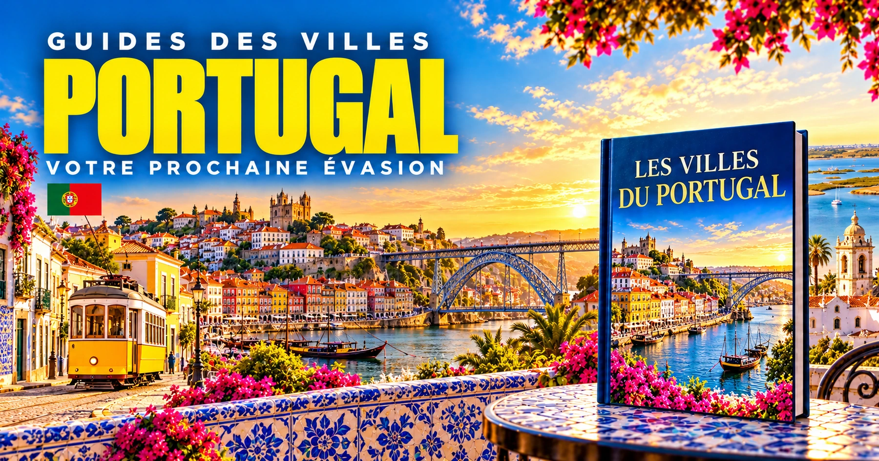 Couverture illustrée des guides de villes au Portugal