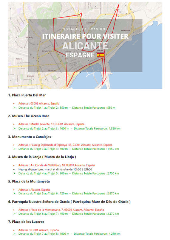 itinéraire de visite d'Alicante en Espagne