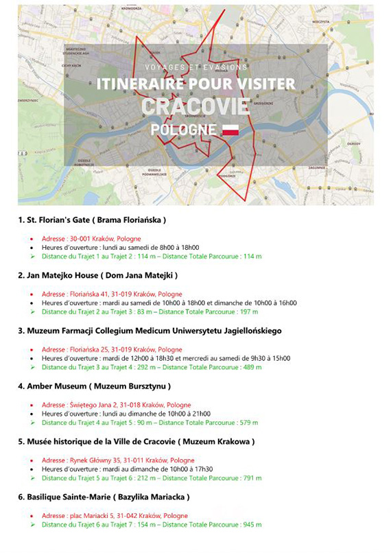 itinéraire de visite de Cracovie en Pologne