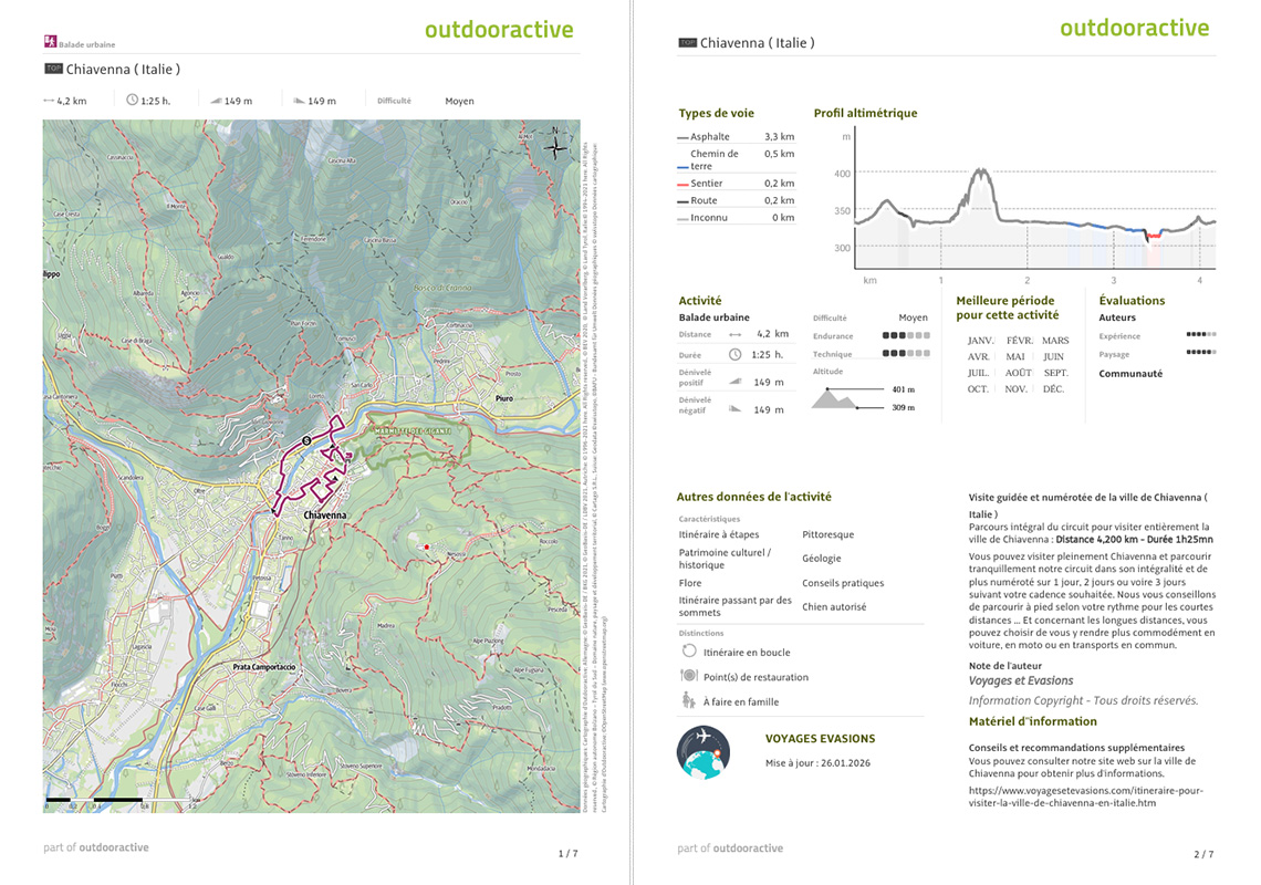 plan détaillé format normal de Chiavenna en Italie