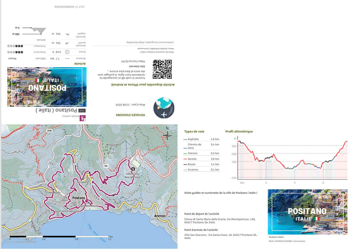 plan détaillé format poche de Positano en Italie