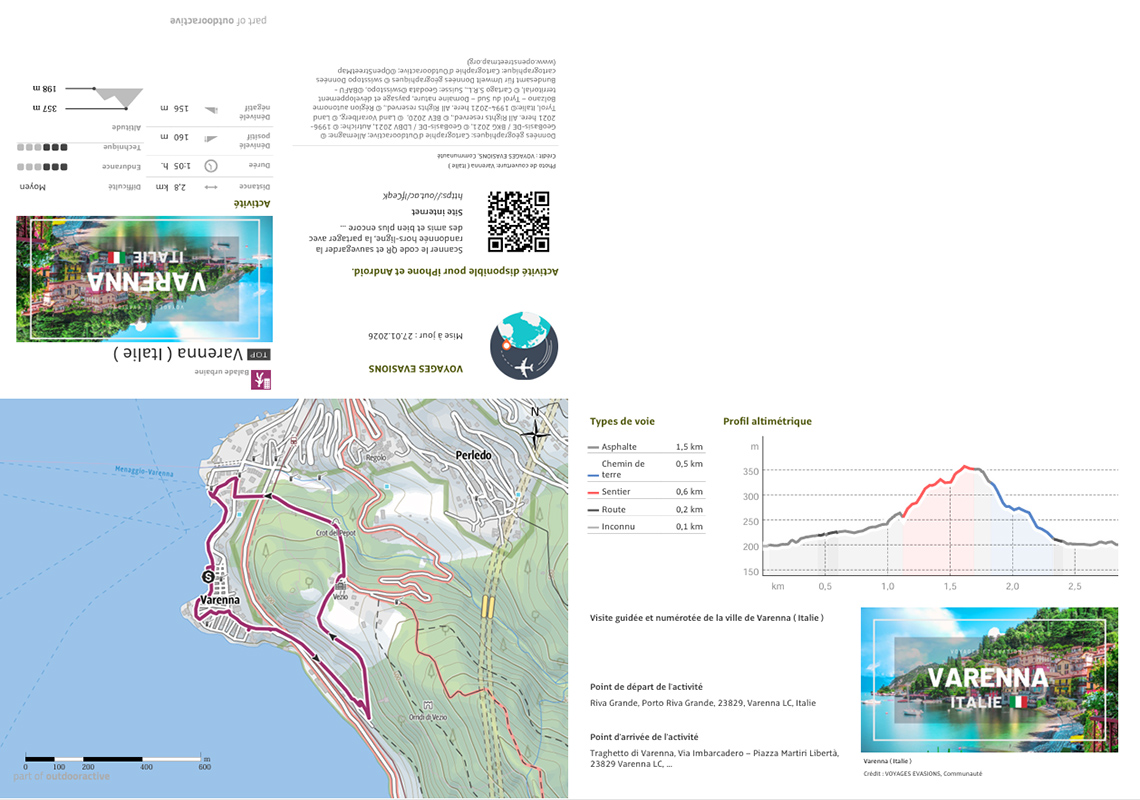 plan détaillé format poche de Varenna en Italie