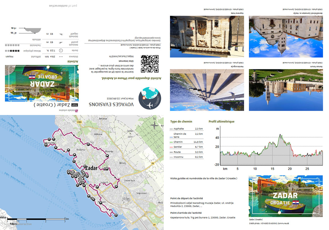 plan détaillé format poche de Zadar en Croatie