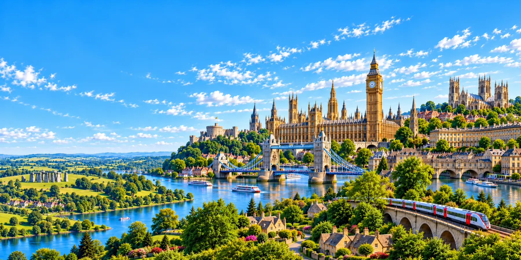 Voyageurs devant Big Ben, Tower Bridge et les villes historiques d’Angleterre