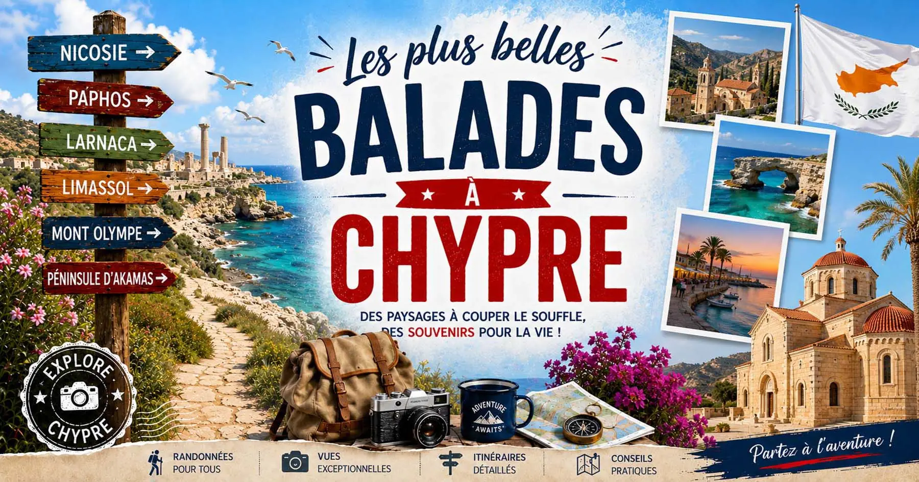 Affiche des circuits urbains à Chypre entre vestiges, remparts, églises et musées