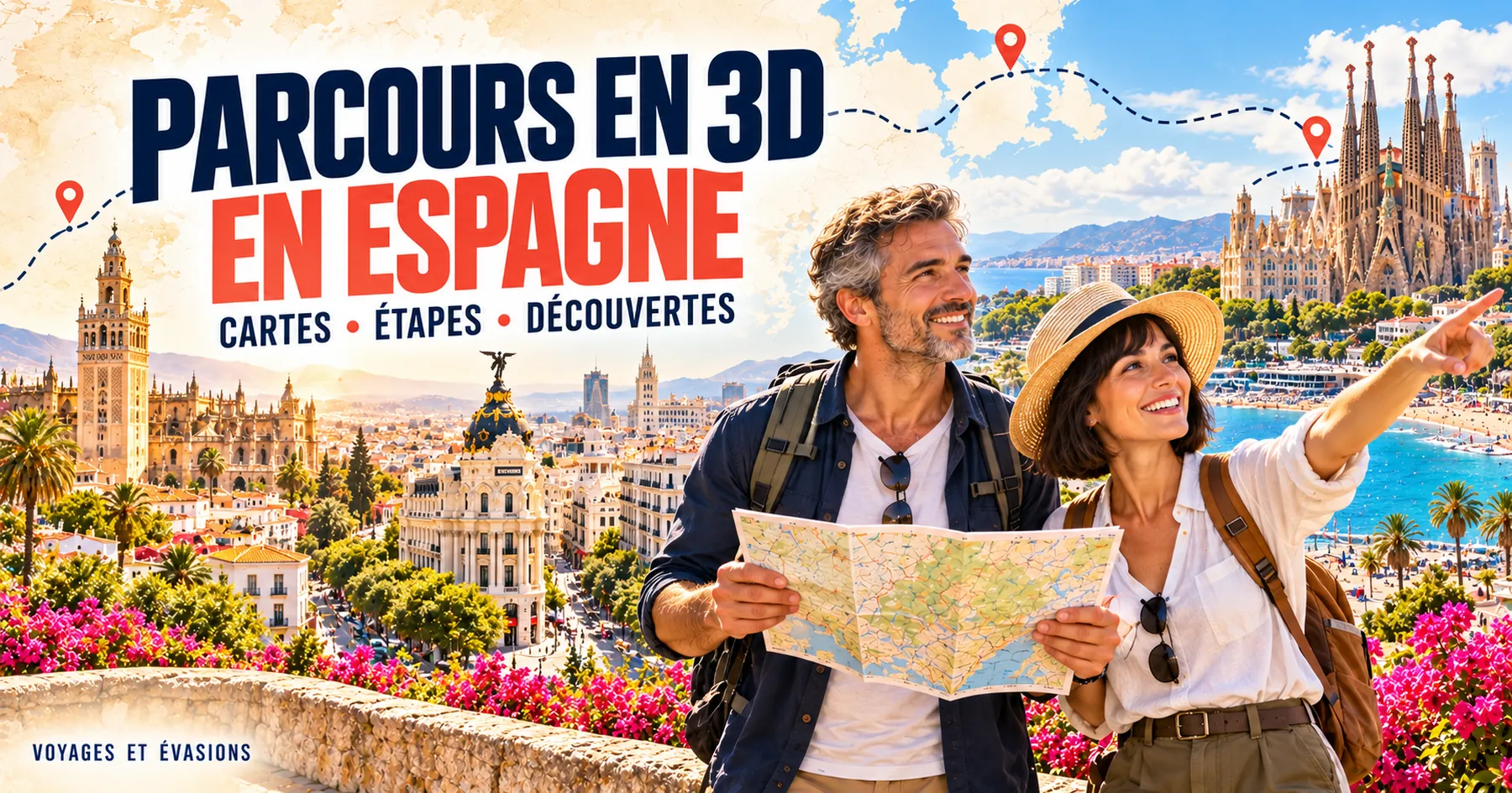 Illustration des parcours en 3D en Espagne