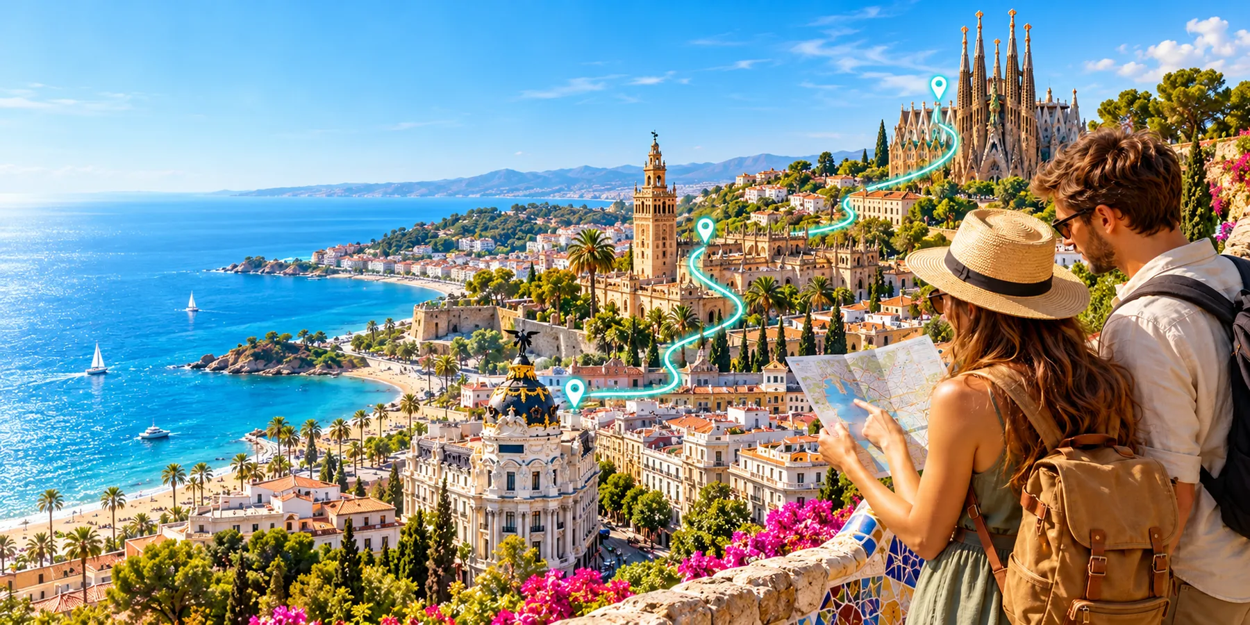 Illustration des parcours en 3D en Espagne