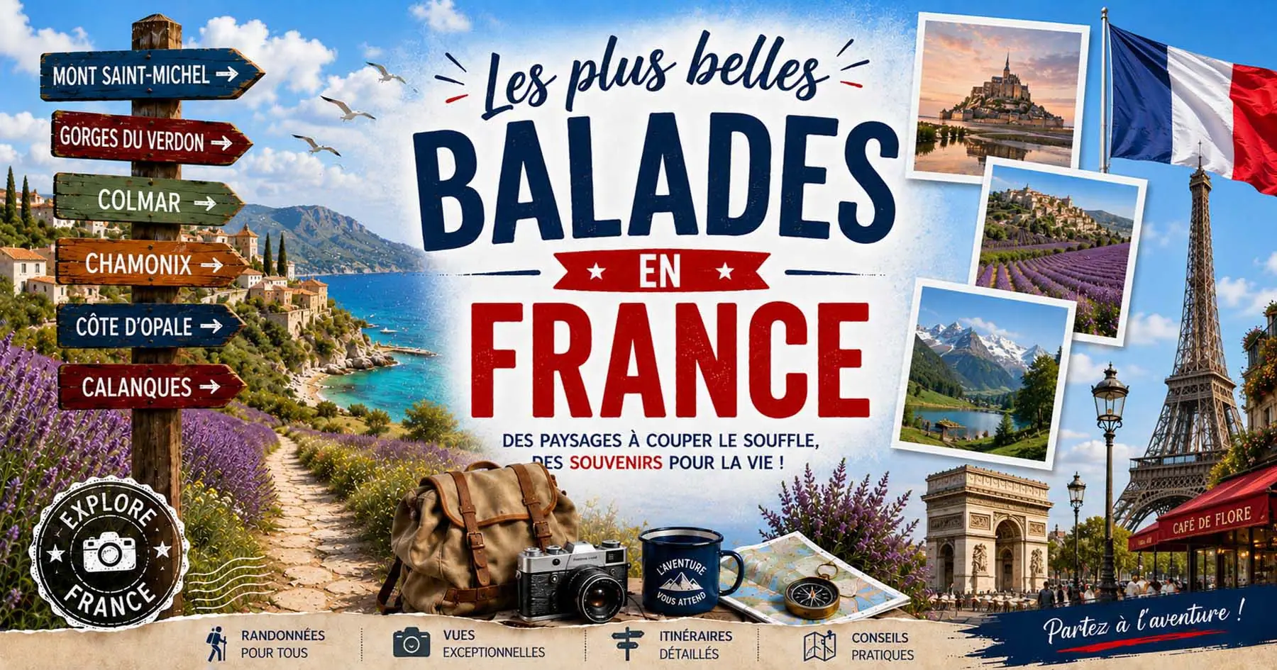 Affiche des circuits en France pour explorer monuments, musées, quais et quartiers