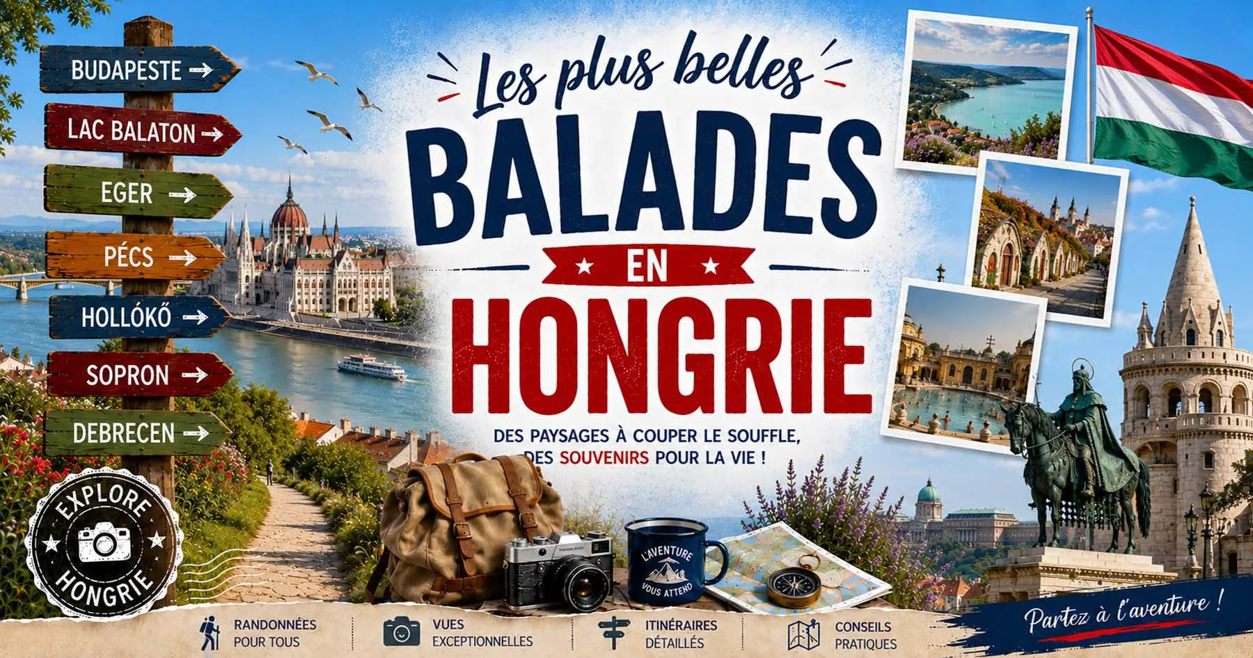 Affiche du parcours complet de Budapest entre Parlement, château, thermes et musées