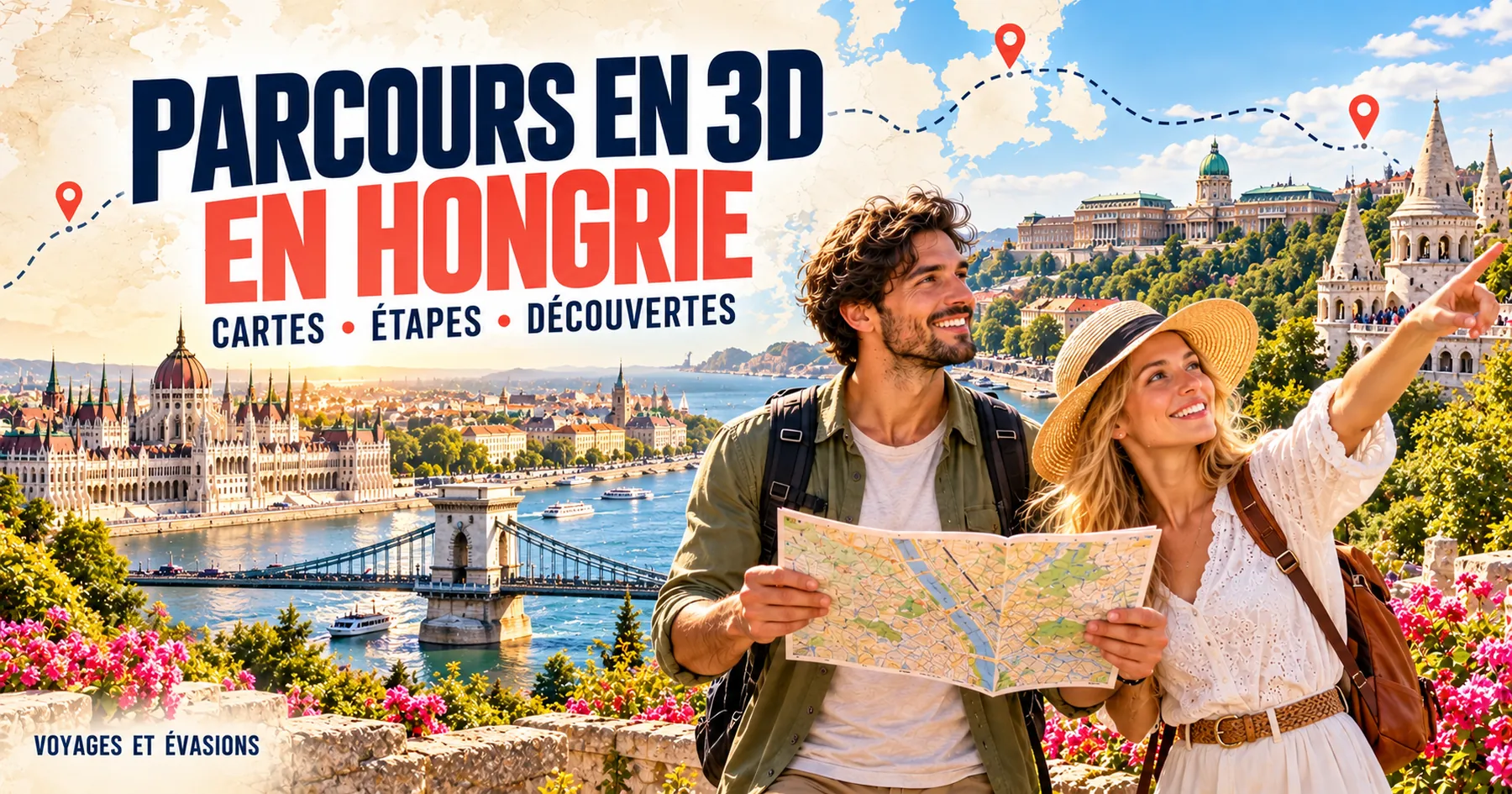 Illustration des parcours en 3D en Hongrie