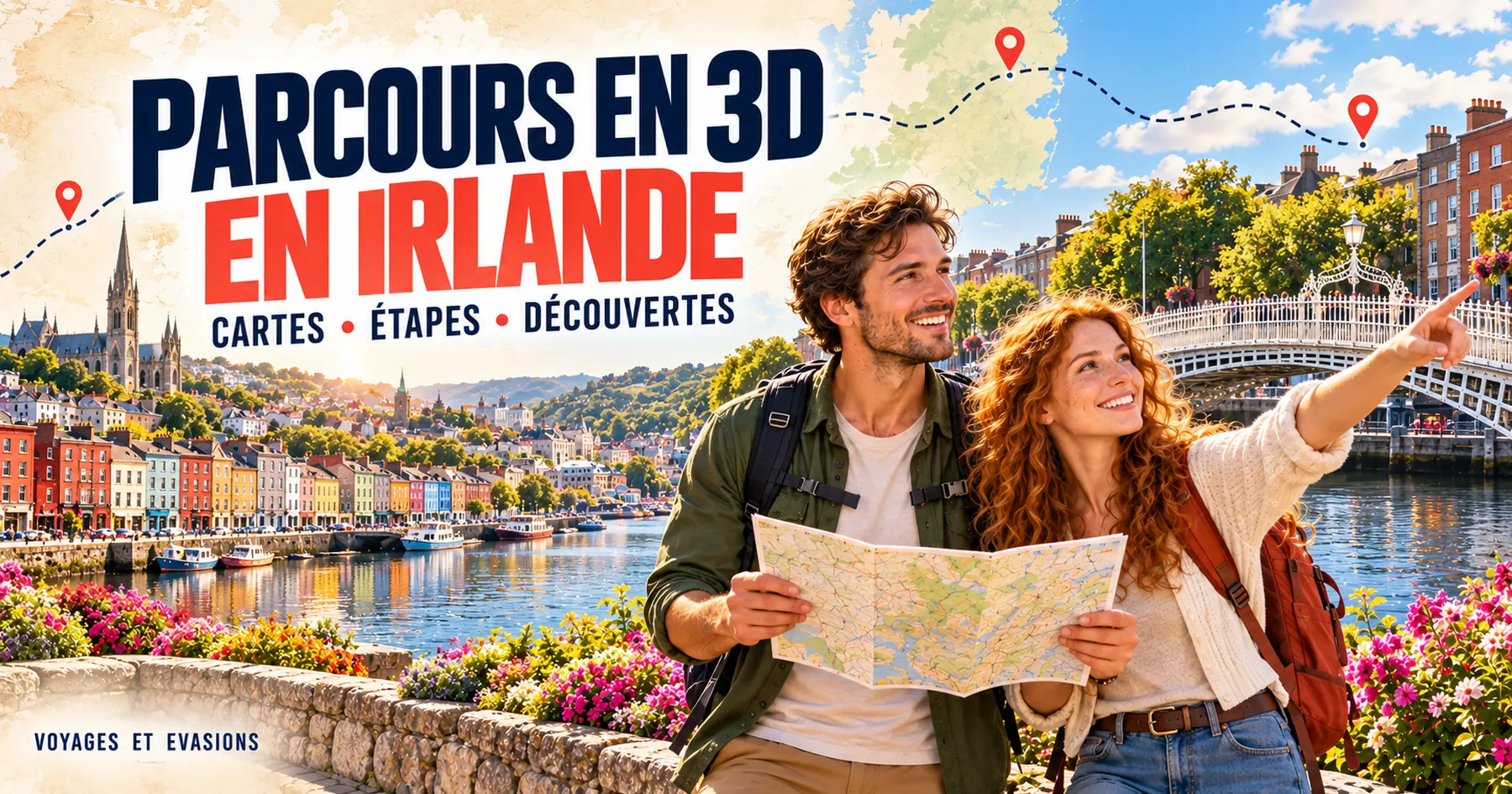 Illustration des parcours en 3D en Irlande