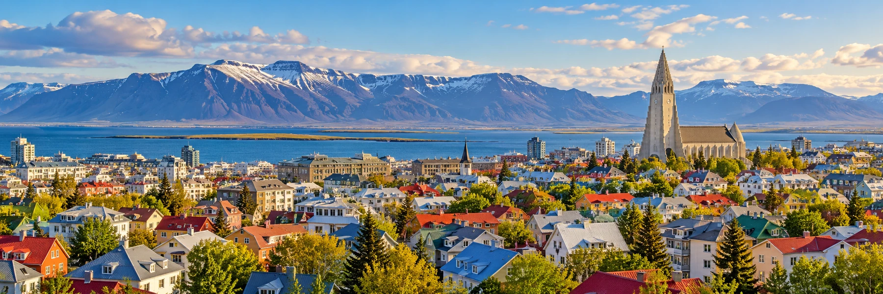 Illustration panoramique de Reykjavík