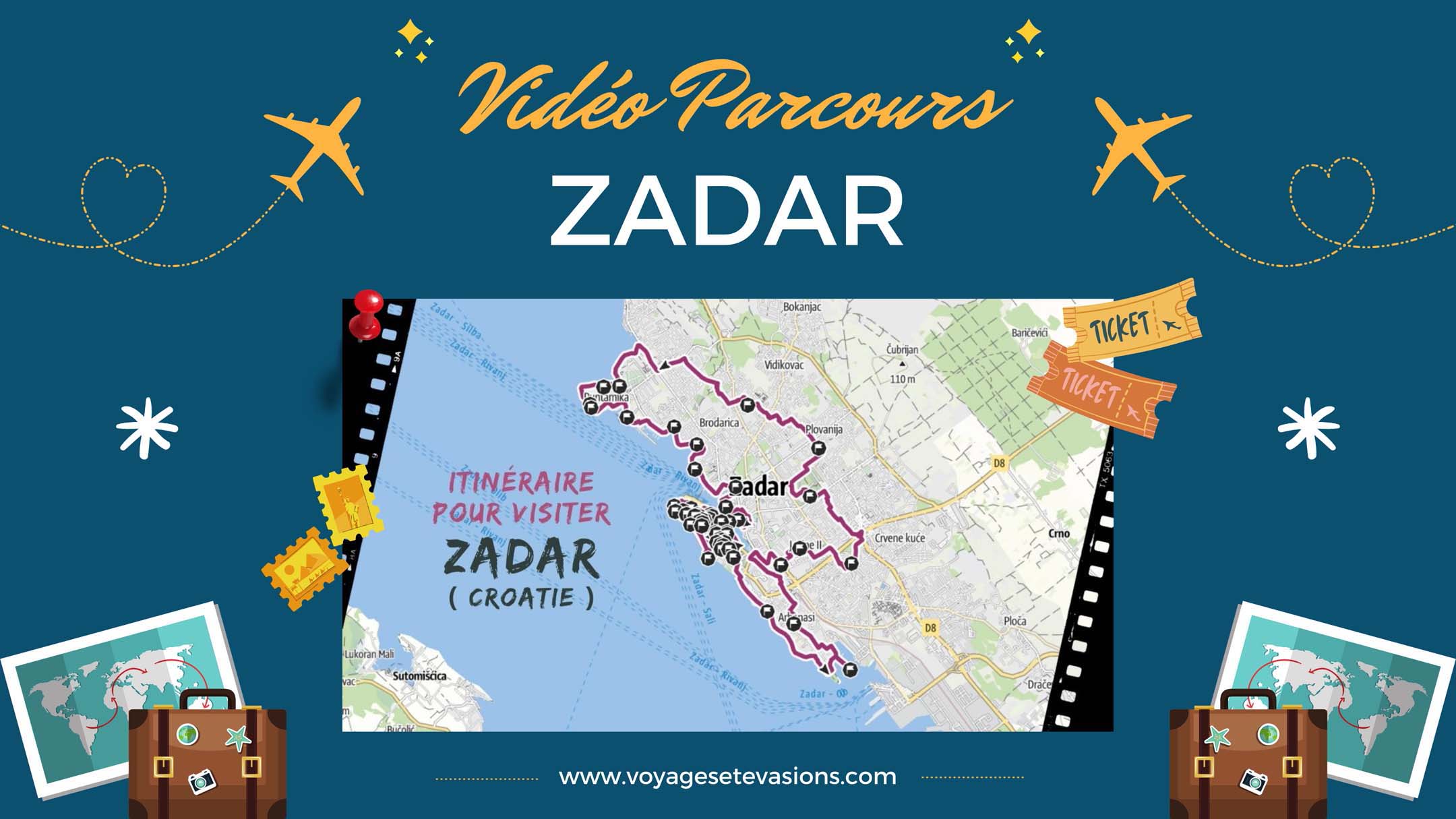 vidéo parcours Zadar en Croatie
