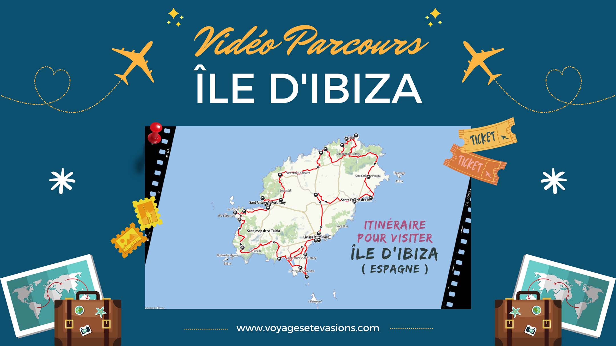 vidéo parcours de l'île d'Ibiza en espagne