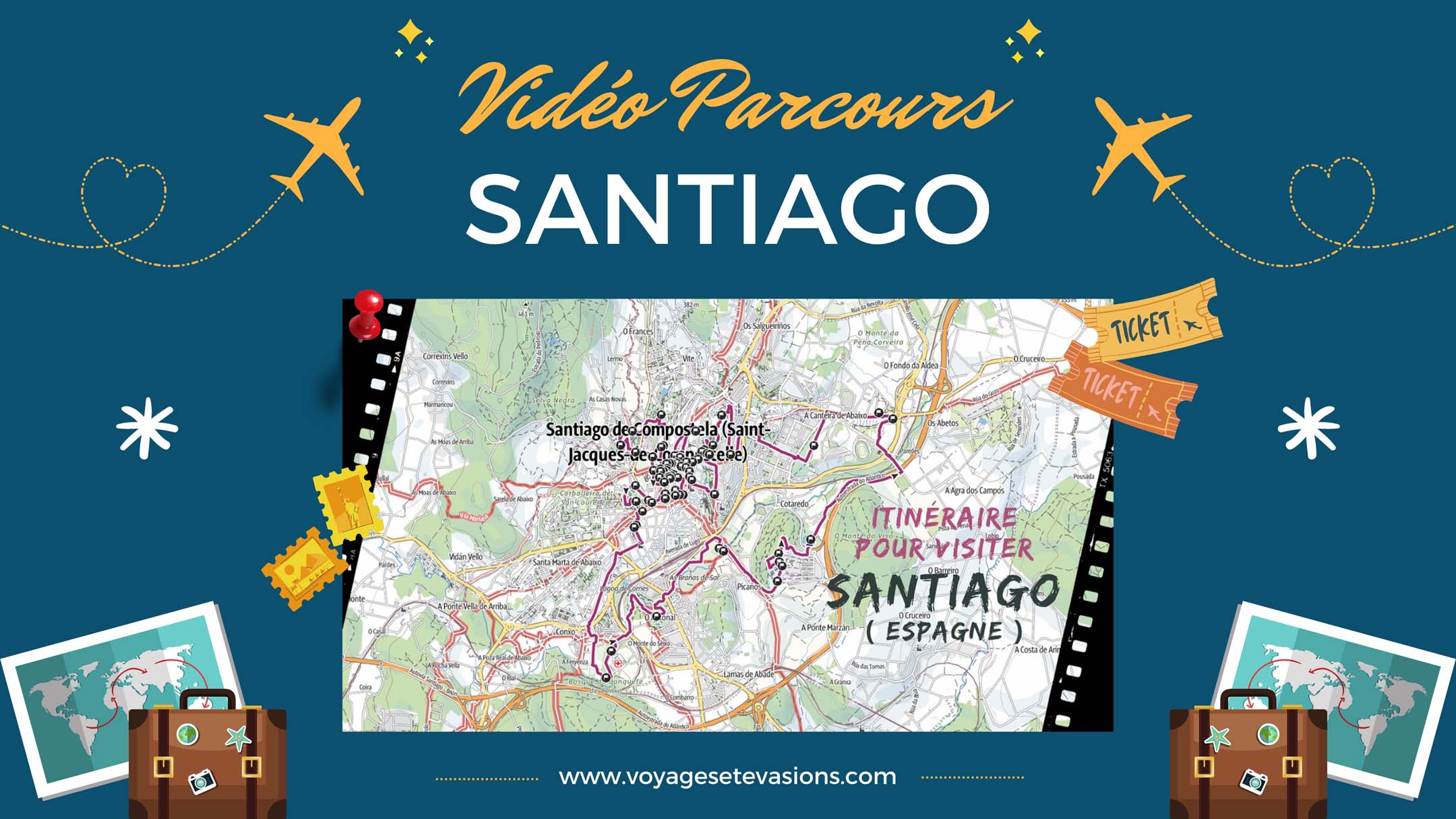 vidéo parcours Santiago en Espagne